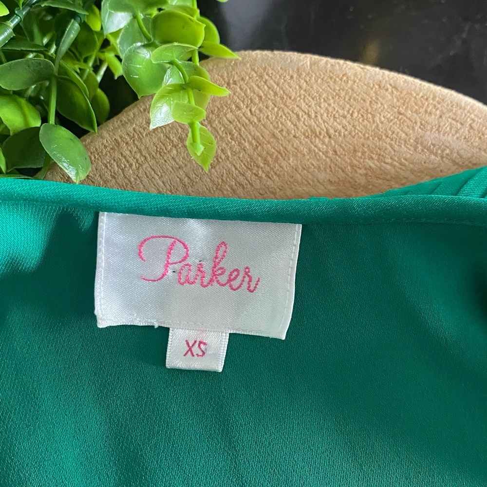 Parker Emerald Green Pleated Layered Mini Dress size XS - Picture 12 of 16
